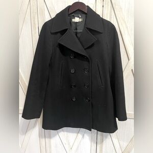 J. Crew Black‎ Wool Blend Overcoat Pea Coat Size S